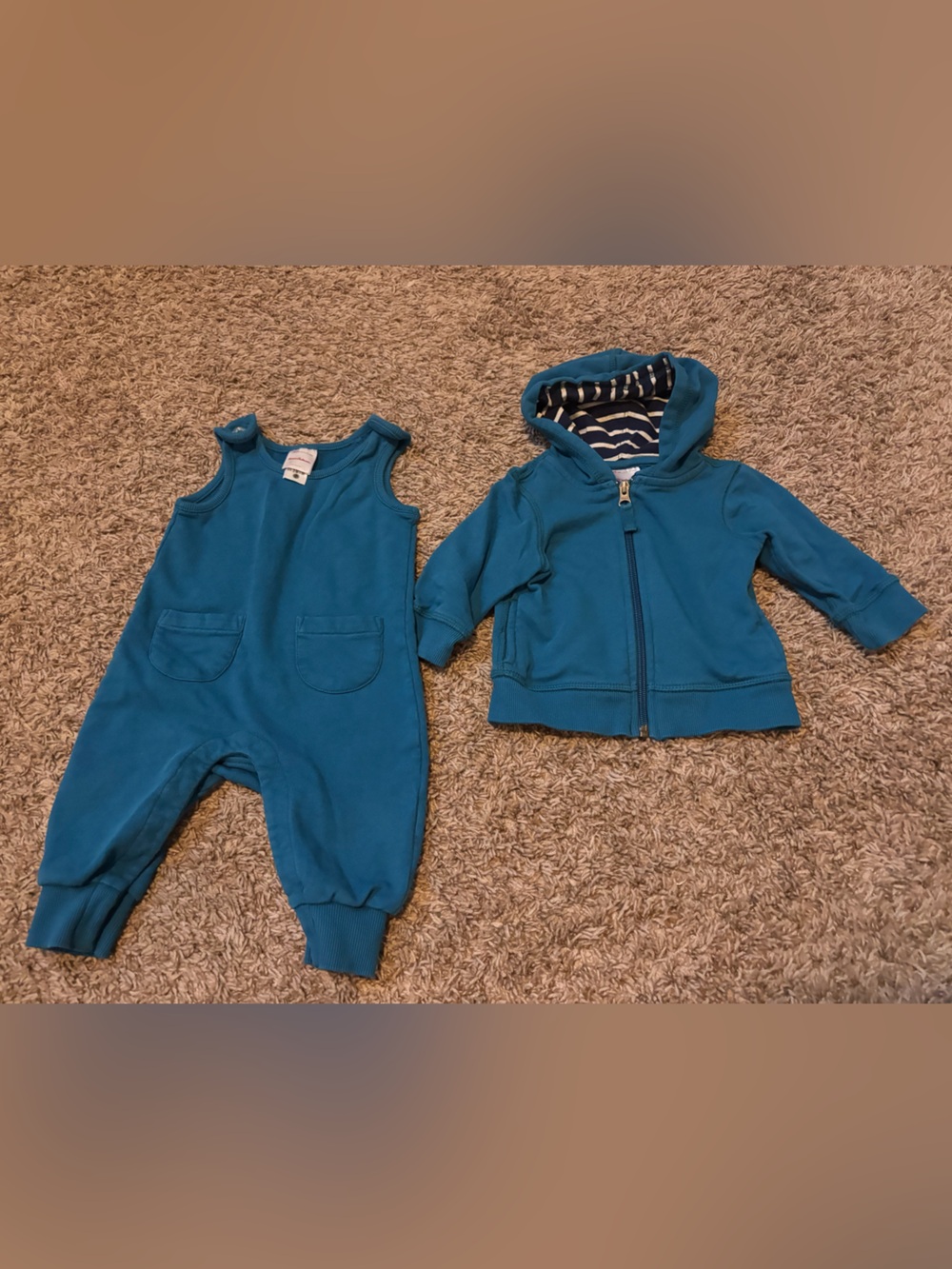 Teal Baby Hannah Andersson Hoodie and overalls Set